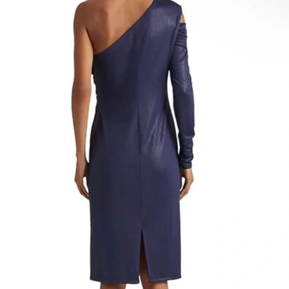 Lauren Ralph Lauren Navy One-Shoulder Draped Dress – Size 14 – NWOT - Picture 3 of 9